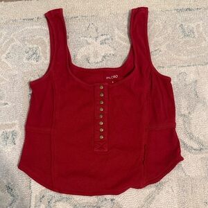Pilcro Women's Button-Front Red Tank Top